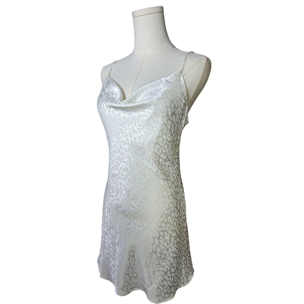 AUDREY 3+1 White Leopard Silky Mini Slip Dress
